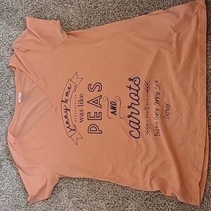 Peach Bubba Gump Shrimp Graphic Tee with Fun Print